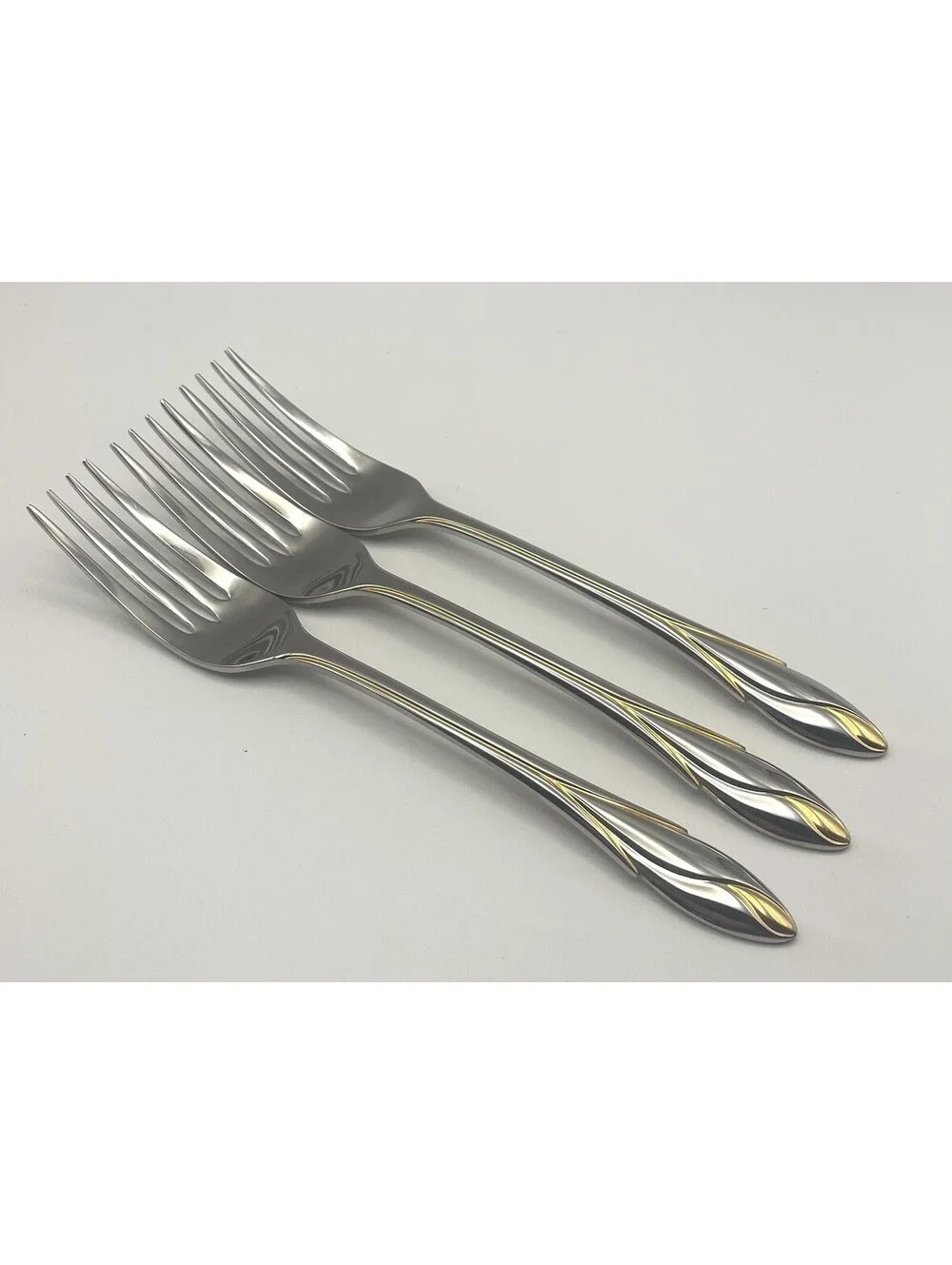 (3) Yamazaki IRIS GOLD Stainless 18/8 Japan Salad Fork Lot ~ 6 7/8”